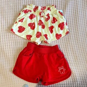 Red and White Heart Print Shorts Set